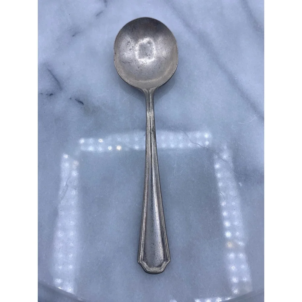 Dohrco Peerless Vintage Silverplate Spoon 5.75 Inch Art Deco Silver Patina